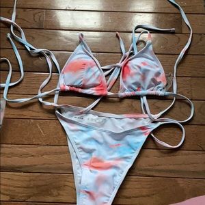 Orange abs blue Shein string bikini